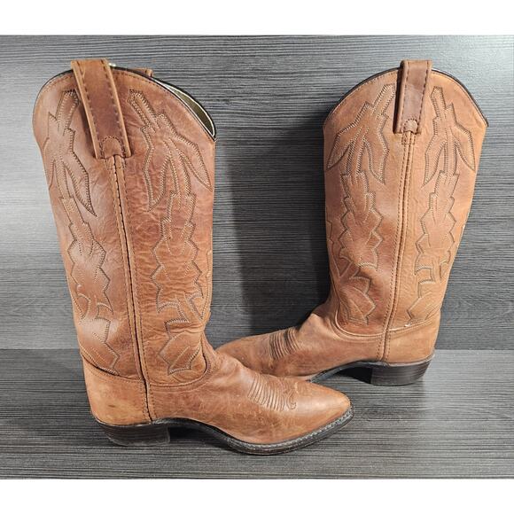 Vintage Dan Post Womens Marlboro Boot Size 7 M Tan Brown Leather Western P2552 - Picture 6 of 11